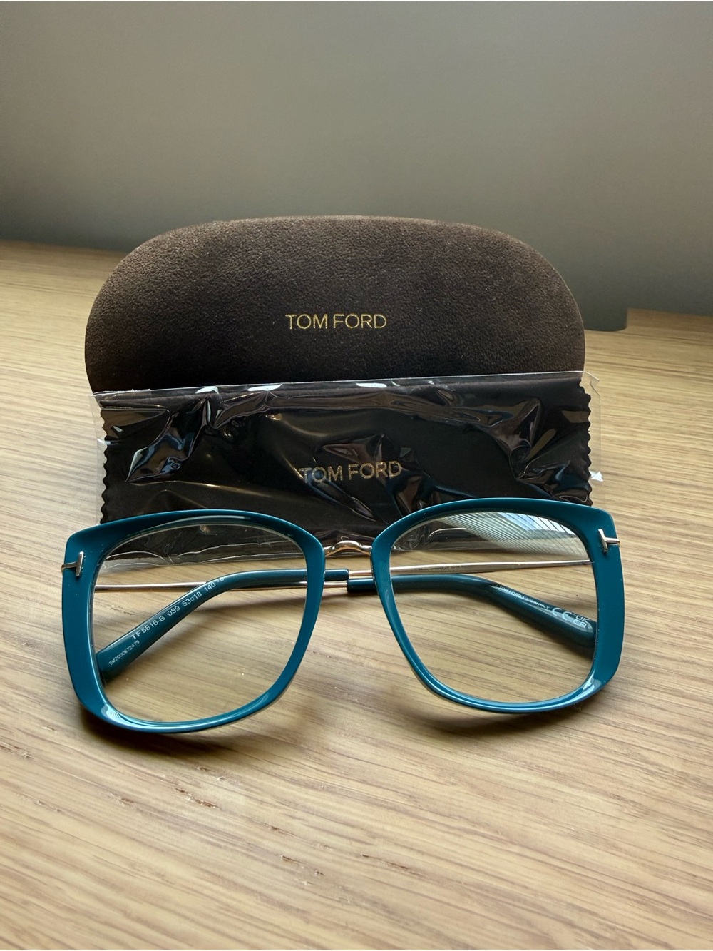 Tom Ford Blue-Green Square Optical Glasses